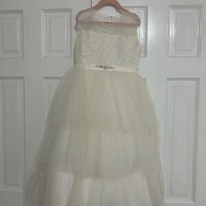 Joan Calabrese Ivory Lace and Tulle Kids Dress